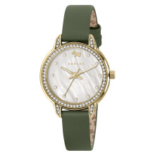 RADLEY Womens Gold Plated Stone Set Dark Green Leather Strap Analogue Quartz Watch