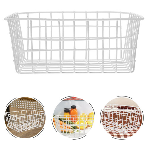 Wire Freezer Storage Basket – 28 x 21 x 12 cm, White