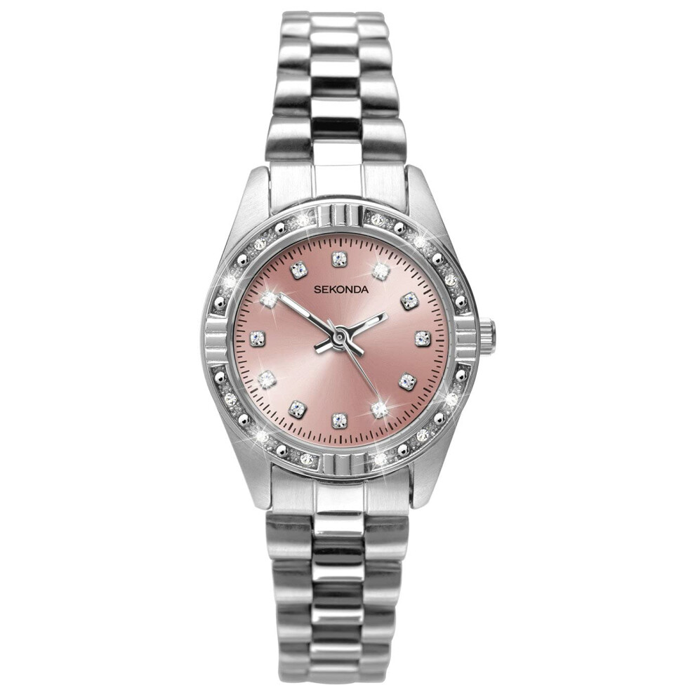 Sekonda Ladies' Sunray Dial Stone Set Watch543 Pink