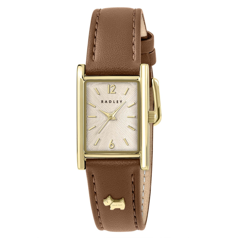 Radley Plated Case Cognac Leather Strap Watch Ry21898 Gold