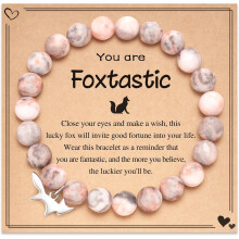 Natural Stone Fox Charm Bracelet for Girls Granddaughter Daughter Niece Birthday Christmas Gifts