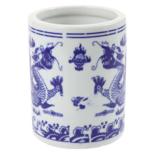 Porte-ustensiles de cuisine en porcelaine bleue et blanche HOMEMAXS pour rangement sur plan de travail avec 1 ensemble d'ustensiles de cuisine