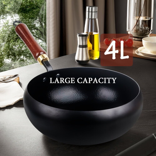 Σετ τηγανιών Wok από ανθρακούχο χάλυβα 10,6" (3 τεμάχια) με γυάλινο καπάκι, σπάτουλα