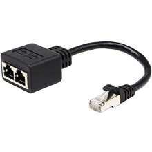 Dubbel RJ45-hane-till-hona-adapterkabel för nätverksväxling (15 cm)