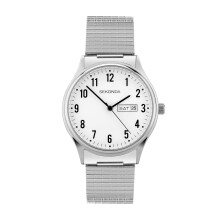 Sekonda Easy Reader Ladies 36mm Quartz Watch in White with Analogue Day/Date Display, and Silver Stainless Steel Strap 30122