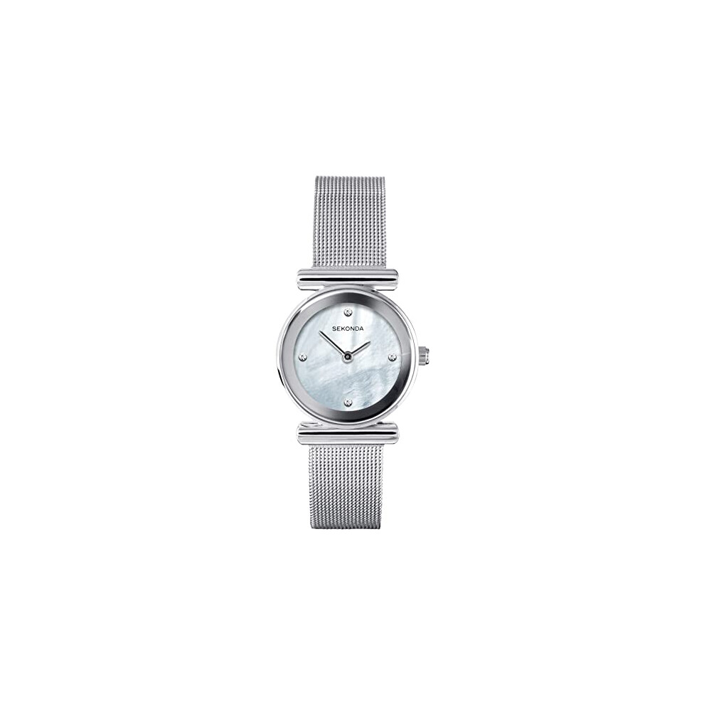 Sekonda Ladies Analogue Quartz Watch With Mother Of Pearl Dial And Milanese Strap 40346 White