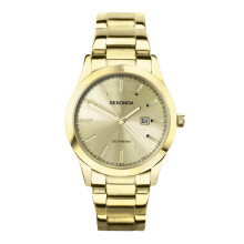 Sekonda Colour Pop Ladies 34mm Quartz Watch in Champagne with Analogue Date Display, and Gold Stainless Steel Strap 40428.
