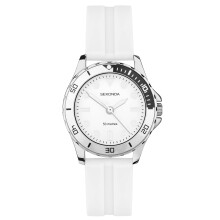 Sekonda Balearic Ladies 33mm Quartz Watch in White with Analogue Display, and White Rubber Strap 40567
