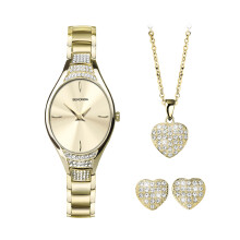 Sekonda Ladies Gift Set 25mm Quartz Watch in Gold with Analogue Display, and Gold Alloy Strap 49023