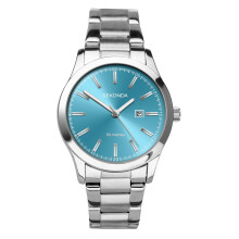 Sekonda Taylor Ladies 34mm Quartz Watch in Turquoise with Analogue Date Display, and Silver Stainless Steel Strap 40365