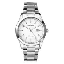 Sekonda Taylor Ladies 34mm Quartz Watch in White with Analogue Date Display, and Silver Stainless Steel Strap 40363