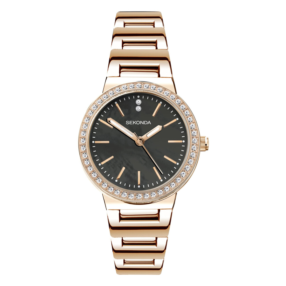 Sekonda Amelia Ladies 28Mm Quartz Watch In Grey With Analogue Display, And Rose Gold Alloy Bracelet 40530 Gold,Grey