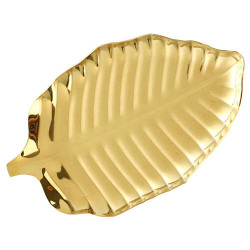 Serviertablett aus Edelstahl in Goldblattform