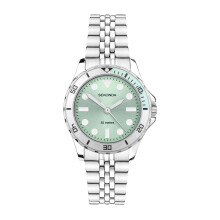 Sekonda Balearic Ladies 33mm Quartz Watch in Green with Analogue Display, and Silver Stainless Steel Strap 40565