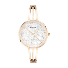 Sekonda Stardust Ladies 36mm Quartz Watch in Silver with Analogue Display, and Rose Gold Alloy Strap 40592