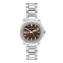 Sekonda Octaire Ladies Silver Stainless Steel Bracelet & Brown Dial Watch