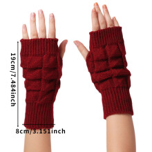 Thermohandschuhe für Damen, Strickhandschuhe, fingerlos, halten warm, Winterhandschuhe, weich, warm, schwarz