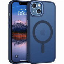 Magnetisch doorschijnend mat hoesje voor iPhone 13 (6,1 inch) – Compatibel met MagSafe, slank en schokbestendig, marineblauw