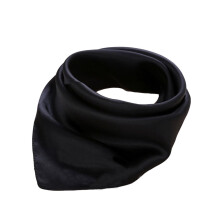 Lenço de seda preto para mulheres, acessório, pacote com 1 unidade, 60 cm (23,62 pol.)