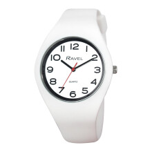 Ravel - Unisex Easy Read Slim Comfort Fit Contrast Silicon Strap Watch - Analogue Quartz - R1804.44 - White Numbered