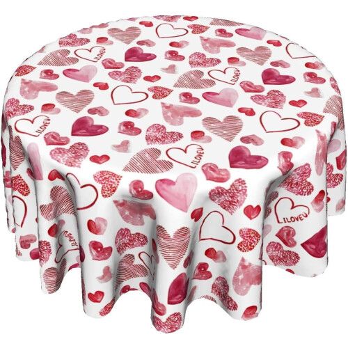 Red Heart Round Tablecloth 60" Polyester