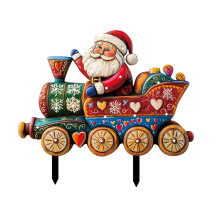 Décorations de jardin en forme de train de Noël avec lumières LED – Sapin, Père Noël, avion, compatibles avec une utilisation extérieure
