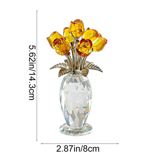 Crystal Red Rose Bouquet in Vase - Romantic Desktop Decor 2
