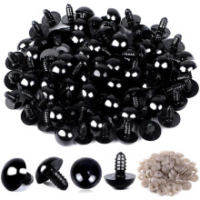 Pacote com 120 Olhos de Segurança de Plástico Preto para Crochê com Arruelas (0,56 polegadas/14 mm)