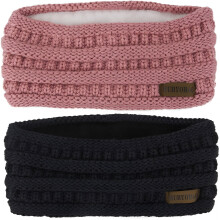 Damen Winter-Ohrenwärmer-Stirnband, Zopfmuster, flauschig, fleecegefüttert, dehnbar, dick, schwarz & pink