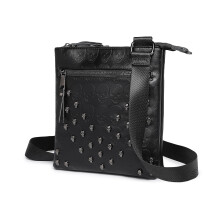 Miss Lulu Women?s Crossbody Bag, Skull Black Causal Phone Bag with Adjustable Long Strap, Multi-compartment Medium Size Shoulder Bag for Ladies