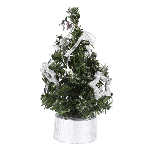 Mini Pre-Lit Christmas Tree with Decorations, 20cm