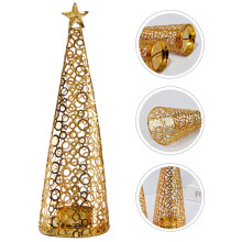 Décoration de table en fer doré avec bougeoir en forme d'étoile pour sapin de Noël (1 pièce) 18,3 x 18,3 x 25,1 cm
