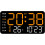 LED Wall Clock with Date Week Temp Humidity Orange Black 1