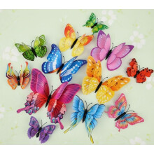 Décoration murale papillons 24/48 pièces, autocollants papillons 3D aimantés pour décorations de fête (colorés, 24)
