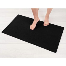 Bath Rug Cotton 20 x 34 in Black Shaggy Slip-Resistant