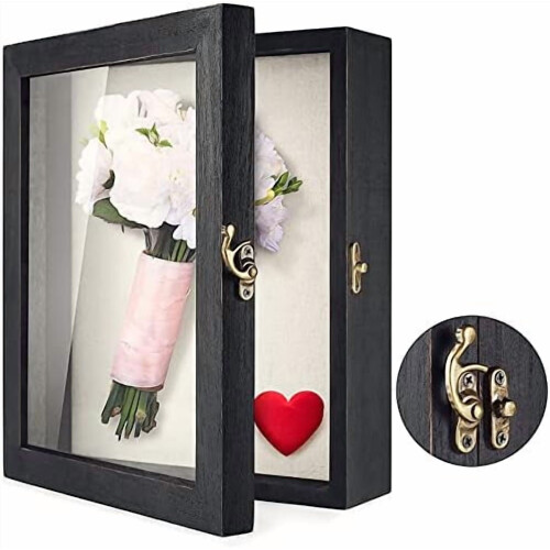 Rustic Black Shadow Box Frame 11 x 14 in with Glass Door