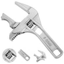 Reversible Jaw Adjustable Wrench, Wide Open Adjustable Pipe Wrench, Self Gripping Angled Teeth Wrench Repair Tool Washbasin Tube Nut Disassembly