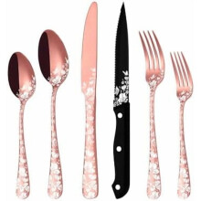 Rose Gold Stainless Steel Flatware Set for 4 People 24-Piece