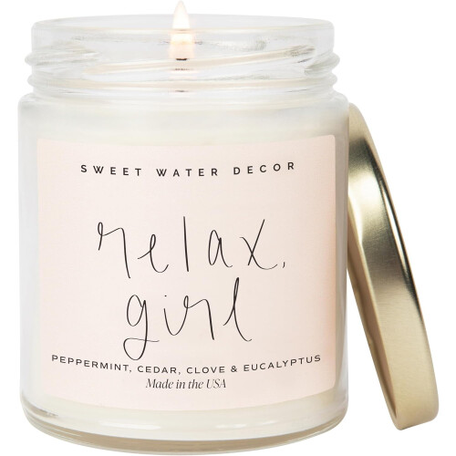 Αρωματικό κερί σόγιας Relax Girl, μέντα, κέδρο, γαρίφαλο και ευκάλυπτο για το σπίτι |