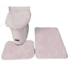 Accessoires de salle de bain AUQ, Tapis de bain enveloppants en relief, Ensemble de 3 tapis de bain Ă coutures solides, Rose clair