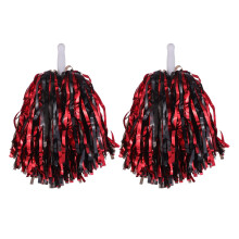 HEVIRGO 2 Pcs Cheerleader Pom Poms Metallic Foil Cheerleader Pom Poms Hand Flowers with Handle for Sports Competitions Celebrations