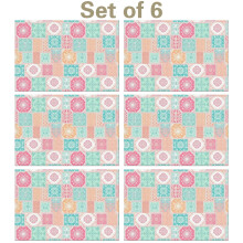 Ensemble de 6 sets de table d'été en lin à motif floral Pioneer Flower, lavables, antidérapants et résistants à la chaleur, 30 x 45 cm.