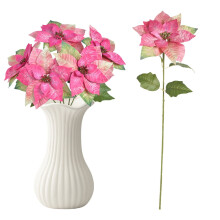 74 cm rosa julestjerne kunstig blomst, kunstig julestjerne med stilk til hjemmedekor, bryllupsborddekorasjoner og vasefyll