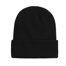 Gorro de mujer de doble capa, gorro cálido para mujer, color liso, gorro sencillo y versátil para mujer, negro.
