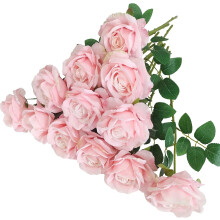 Svarte kunstige roser i bulk – 12 stk. svarte silkebryllupsblomster, 10 cm diameter, svart rosebukett i plast (kompatibel med svart dekor)