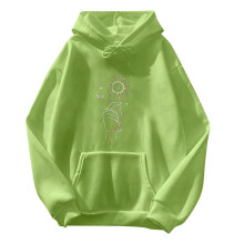 Hoodies voor dames, lange hoodies, sweatshirts, casual print, groen, maat L