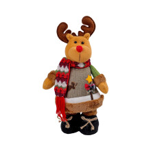 Weihnachtliche Deko-Objekte: Plüschfiguren von Weihnachtsmann, Schneemann, Rentier und Elch für Tisch, Kamin und Innenräume