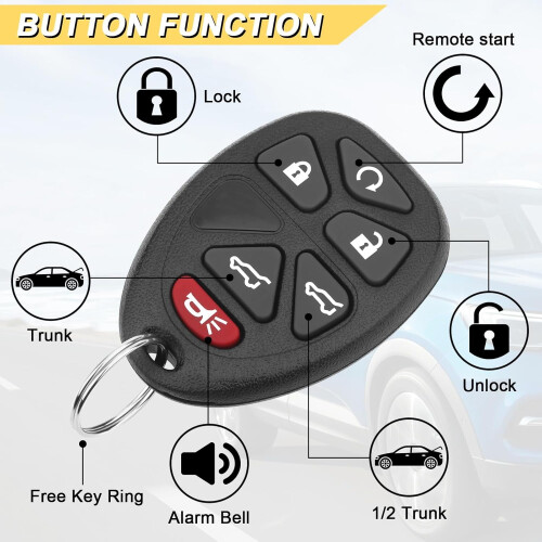 Télécommande de remplacement pour Chevy Suburban/Tahoe 2007-2014, GMC Yukon, Traverse 2012-2017, Escalade 2007-2013 — Compatible avec 2