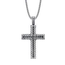 Colar com Pingente de Cruz de Aço Inoxidável Masculino, Estilo Hip-Hop, Estilo Punk Rock, Acessório de Corrente Moderno e Durável.