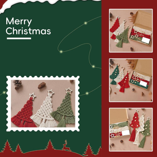 3 st julgrans DIY-kit flätade makramé julbonader väggdekorationer (A) 2